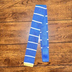 Brooks Brothers Knit Tie  Light Blue White Yellow Stripes 100% Silk NWT